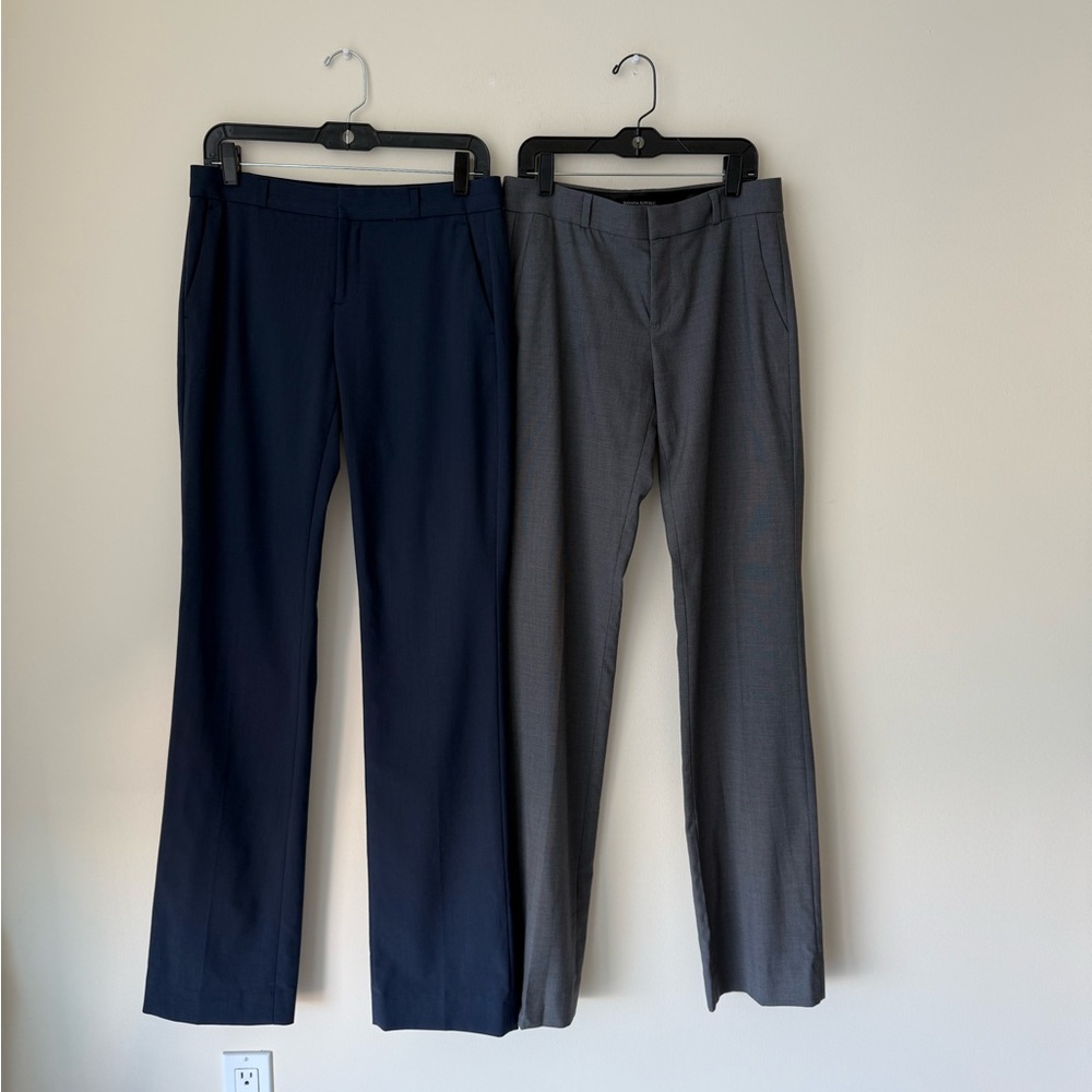 Banana Republic Navy and Gray Straight Leg Dress Pants